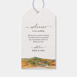 Watercolor Tuscany Italy Skyline Wedding Welcome  Gift Tags
