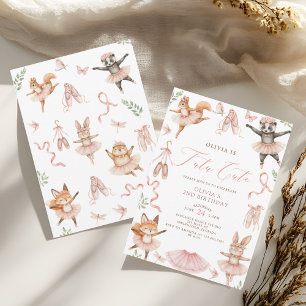 Watercolor Tutu Cute Pink Second Birthday Invitation