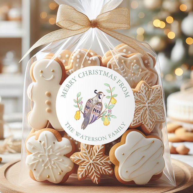 Watercolor Twelve Days of Christmas Gift Classic Round Sticker (Creator Uploaded)