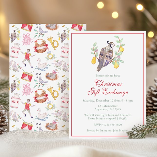 Watercolor Twelve Days of Christmas Party Invitation (Creator Uploaded)