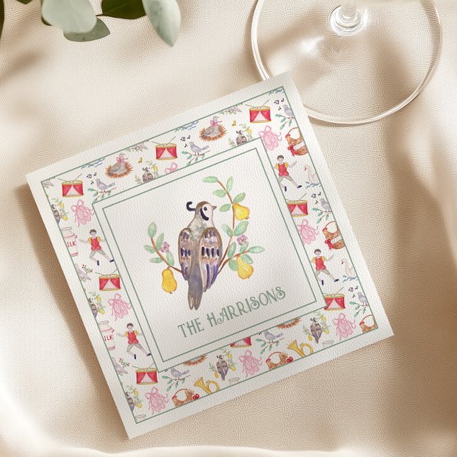 Watercolor Twelve Days of Christmas Personalized Napkins (Creator Uploaded)