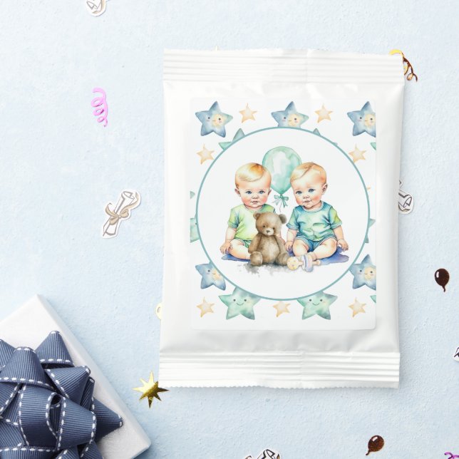 Watercolor Twin Boys Baby Shower Lemonade Drink Mix (Packets)