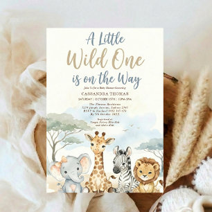 watercolor Twin Jungle Safari Animals Baby Shower Invitation