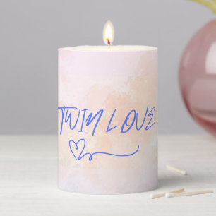 Watercolor Twin Love Pillar Candle