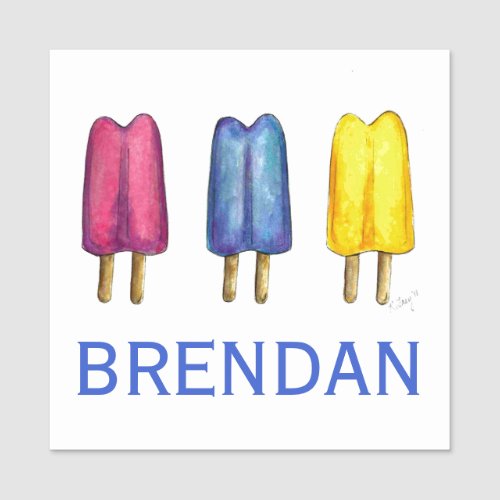 Watercolor Twin Pop Popsicles Painted Ice Lollies Name Tag