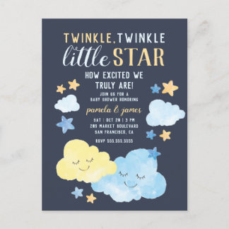 Watercolor Twinkle Twinkle Little Star Baby Shower Invitation Postcard
