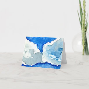 Watercolor Two Clouds Painting Folded Note Card