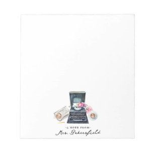 Watercolor Typewriter Monogram Stationery Notepad