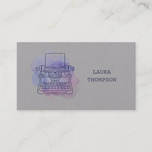 Watercolor Typewriter Writers Business Cards