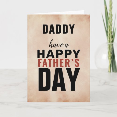 Watercolor Typography Daddy Happy Fathers Day Card