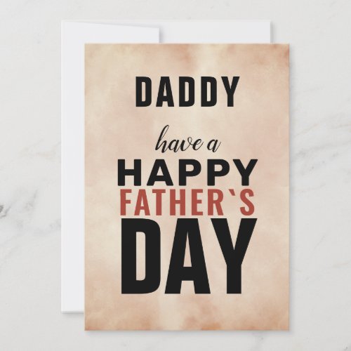 Watercolor Typography Daddy Happy Fathers Day Holiday Card