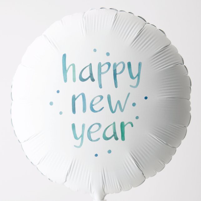 Watercolor Typography Happy New Year design Balloon (Front)