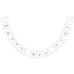 Watercolor Typography Happy New Year design Bunting Flags
