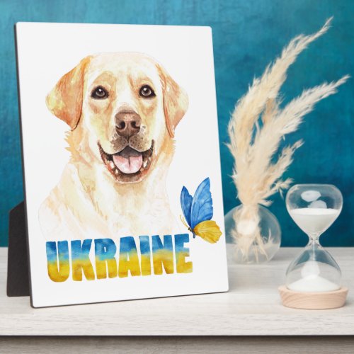Watercolor Ukraine Yellow Lab and Butterfly  Plaque