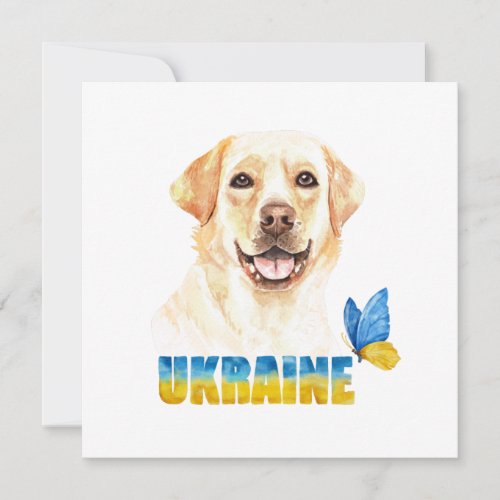 Watercolor Ukraine Yellow Lab and Butterfly Square Card