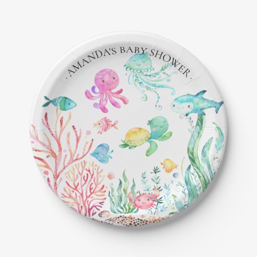 Watercolor Under the Sea  Baby Shower 7 Plate