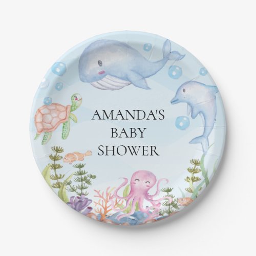 Watercolor Under the Sea  Baby Shower 7 Plate