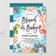 Watercolor Under the Sea Baby Shower Brunch Invitation