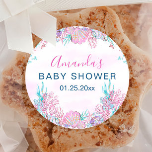 Watercolor Under-the-Sea Baby Shower Classic Round Sticker