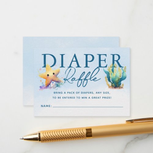Watercolor Under the Sea Baby Shower Diaper Raffle Enclosure Card