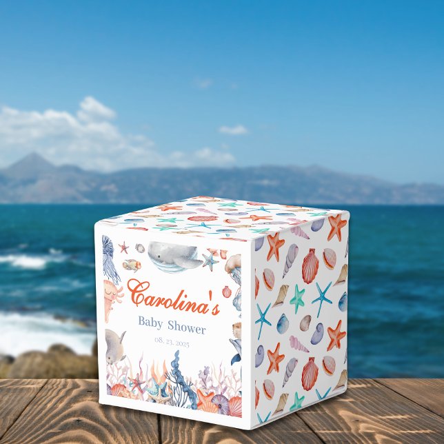 watercolor under the sea baby shower favor boxes (Creator Uploaded)