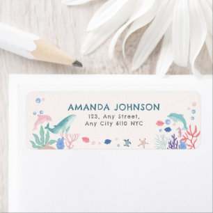 Watercolor Under the Sea Baby Shower Label