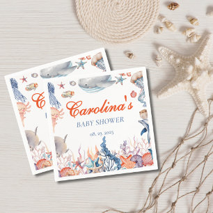 Watercolor under the sea baby shower napkins