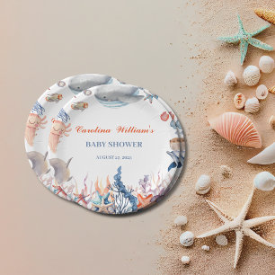 Watercolor Under the sea baby shower Paper Plates