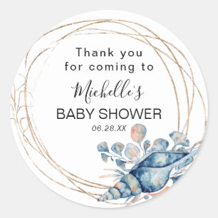 Watercolor Under-the-Sea Baby Shower Thank You Classic Round Sticker