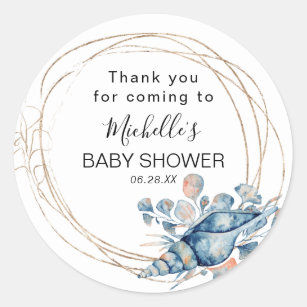 Watercolor Under-the-Sea Baby Shower Thank You Classic Round Sticker