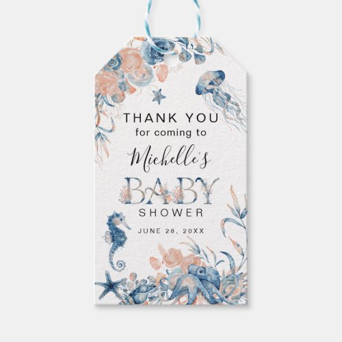 Watercolor Under_the_Sea Baby Shower Thank You Gift Tags