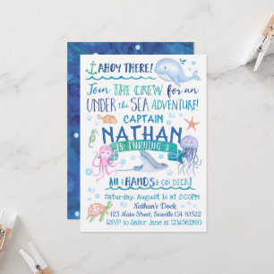 Watercolor Under the Sea Birthday Invitation