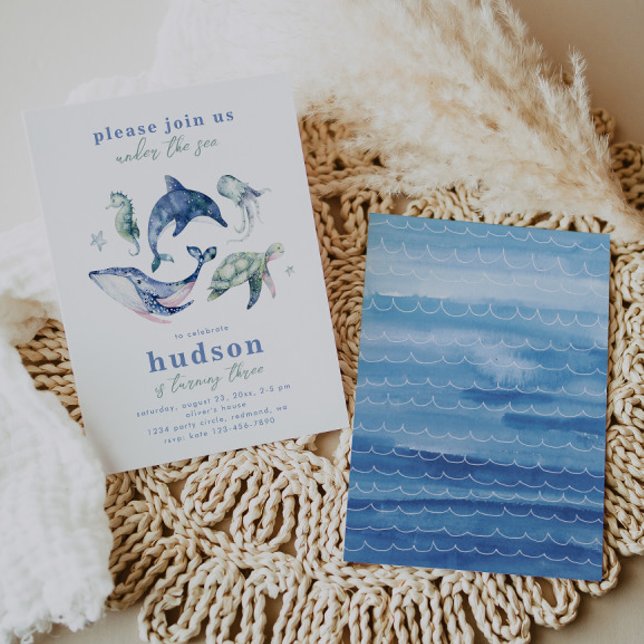 Watercolor Under the Sea Birthday Invitation (Creator Uploaded)