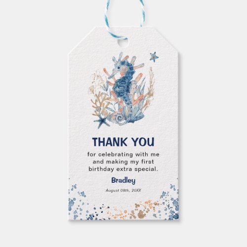 Watercolor Under_the_Sea Birthday Thank You Favor Gift Tags