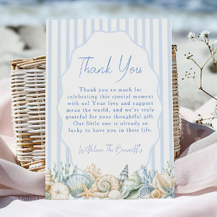 Watercolor Under The Sea Blue Baby Shower Thank You Card