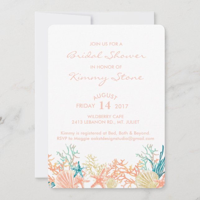Watercolor Under The Sea Bridal Shower Invitation (Front)