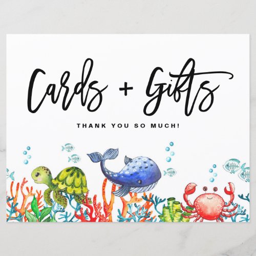 Watercolor Under the Sea Cards and Gifts Sign