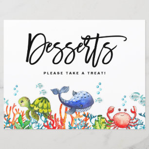 Watercolor Under the Sea Desserts Sign