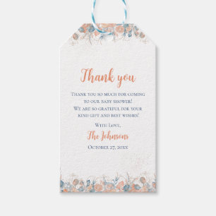 Watercolor Under the Sea Floral Coral Baby Shower  Gift Tags