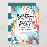 Watercolor Under the Sea Friends Birthday Party Invitation<br><div class="desc">Invite family and friends to your event with this under the sea theme kids birthday party invitation. It features watercolor illustrations of a cute turtle, crab, whale and colorful corals. This sea invitation is perfect for beach and summer birthdays. Personalize by adding names, date, time and other event details. You...</div>