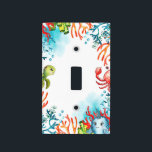 Watercolor Under the Sea Friends Kids Bedroom Light Switch Cover<br><div class="desc">Watercolor Under the Sea Friends Kids Bedroom Light Switch Cover | Rustic light switch cover featuring watercolor illustrations of a cute turtle,  crab,  whale and colourful corals. This under the sea theme light switch is a perfect accent for any room.</div>