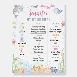 Watercolor Under the Sea Girl First Birthday Foam Board