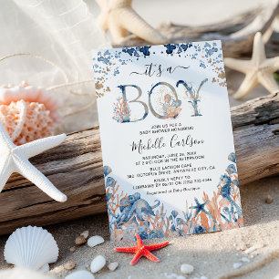Watercolor Under-the-Sea 'It's a Boy' Baby Shower Invitation