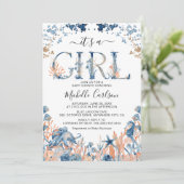 Watercolor Under-the-Sea 'It's a Girl' Baby Shower Invitation (Standing Front)