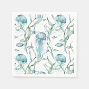 Watercolor Under the Sea Jellyfish Napkin