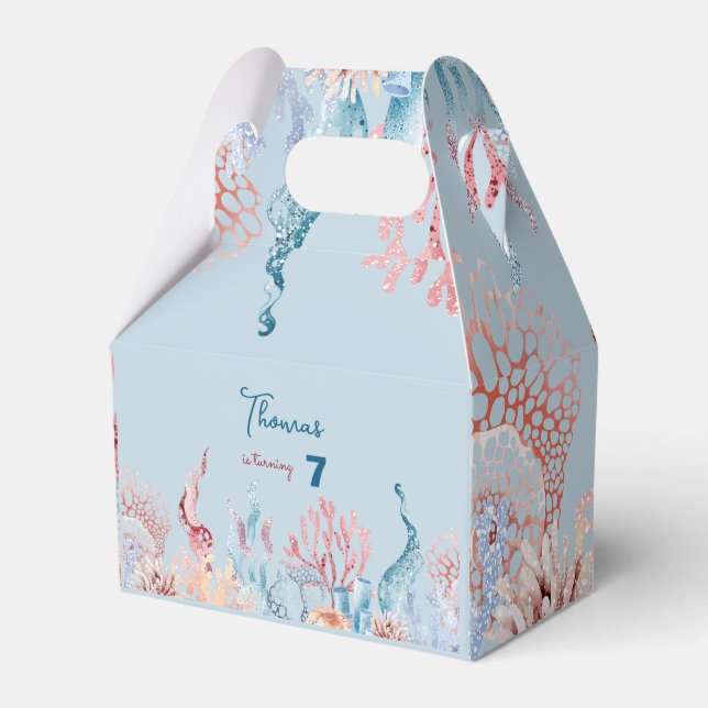 Watercolor Under the Sea kids birthday Favor Boxes (Front Side)