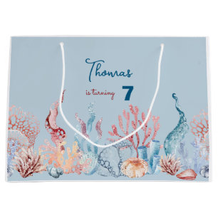 Watercolor Under the Sea kids birthday Large Gift Bag