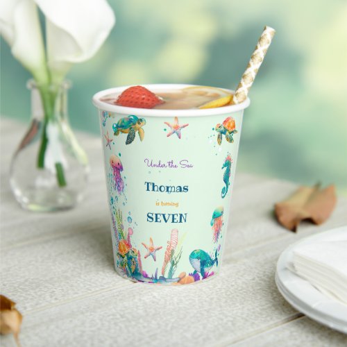 Watercolor Under the Sea kids birthday Paper Cups