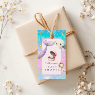 Watercolor Under The Sea Little Pearl Baby Shower Gift Tags
