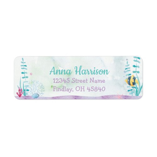 Watercolor Under the Sea Mermaid Birthday Address Label